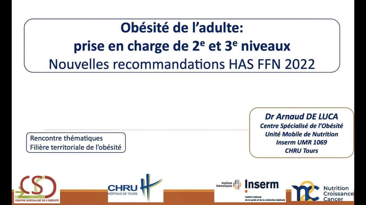 Webinaire ObéCentre - Recommandations Prise en charge Obesite Adultes - Dr De Luca 2023