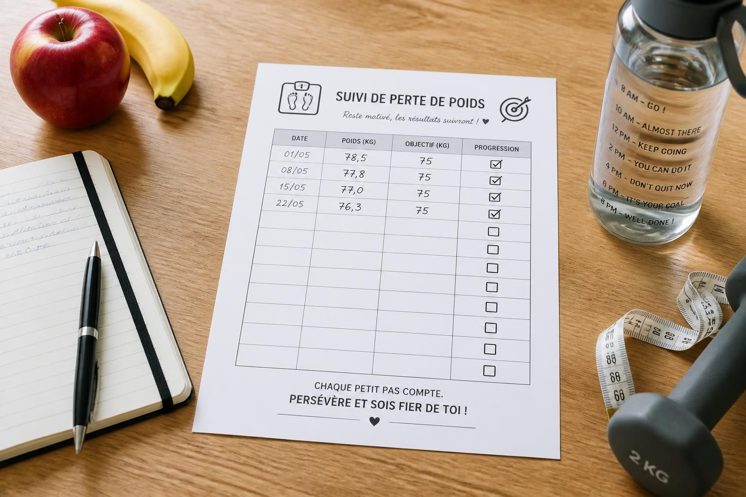 téléchargez gratuitement un tableau de perte de poids à imprimer pour suivre vos progrès et rester motivé tout au long de votre démarche minceur.