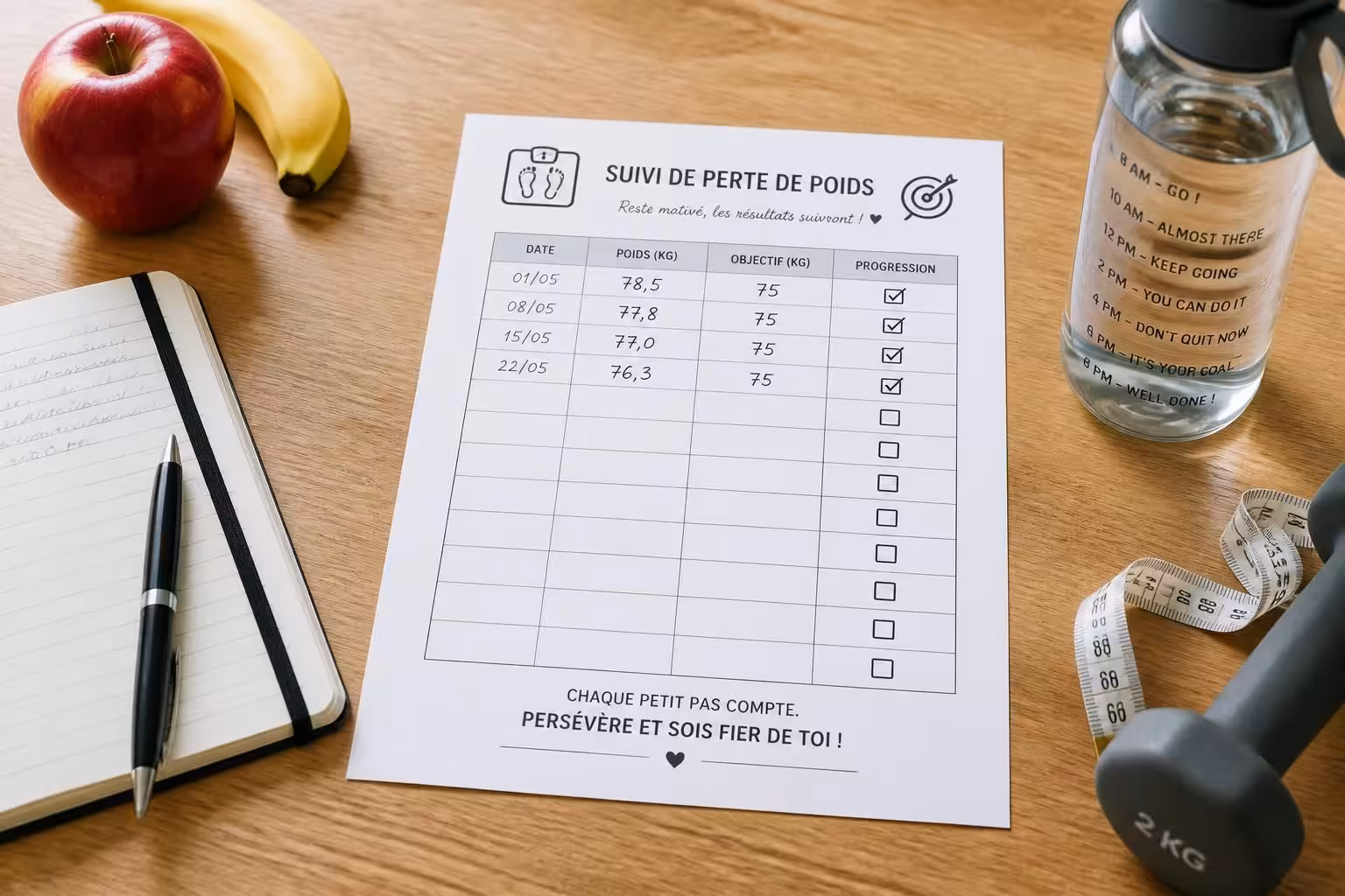 téléchargez gratuitement un tableau de perte de poids à imprimer pour suivre vos progrès et rester motivé tout au long de votre démarche minceur.